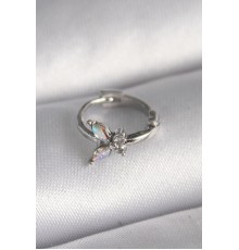 316L Çelik Gümüş Renk Zirkon Taşlı Kelebek Model Tragus Piercing