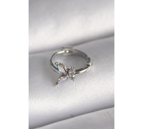 316L Çelik Gümüş Renk Zirkon Taşlı Kelebek Model Tragus Piercing