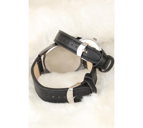 Siyah Renk Deri Kordonlu İstanbul Tasarımlı Sevgili Saatleri