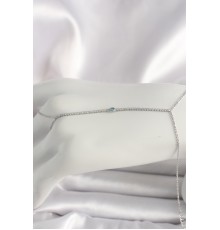 Pirinç Gümüş Renk Su Yolu Zirkon Taşlı Mavi Taş Detaylı Kadın Şahmeran