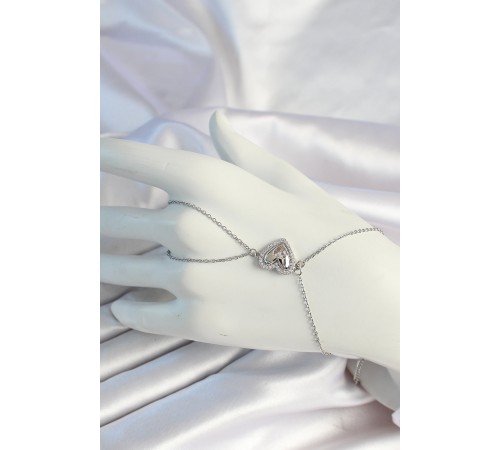 316L Çelik Zincirli Gümüş Renk Kalp Figürlü Zirkon Taşlı Şahmeran