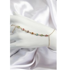 Pirinç Renkli Kare Zirkon Taşlı Y Model Gold Renk Kadın Şahmeran