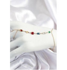 Pirinç Renkli Zirkon Taşlı Y Model Gold Renk Kadın Şahmeran