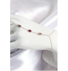 Pirinç Renkli Zirkon Taşlı Dikdörtgen Model Gold Renk Kadın Şahmeran