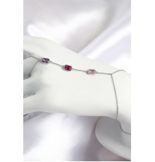 Pirinç Renkli Zirkon Taşlı Dikdörtgen Model Gümüş Renk Kadın Şahmeran