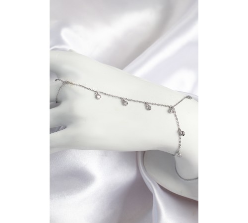 Pirinç Zirkon Taşlı Sallantılı Model Gümüş Renk Kadın Şahmeran