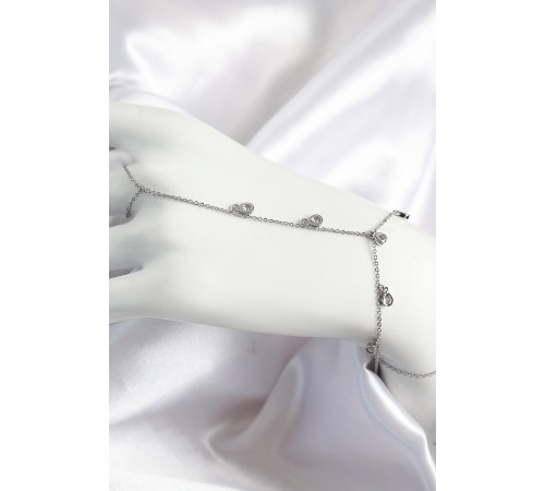 Pirinç Zirkon Taşlı Sallantılı Damla Model Gümüş Renk Kadın Şahmeran