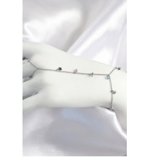 Pirinç Renkli Zirkon Taşlı Sallantılı Yıldızlı Model Gümüş Renk Kadın Şahmeran