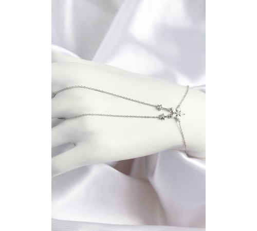 Pirinç Zirkon Taşlı Yıldız Model Gümüş Renk Şahmeran