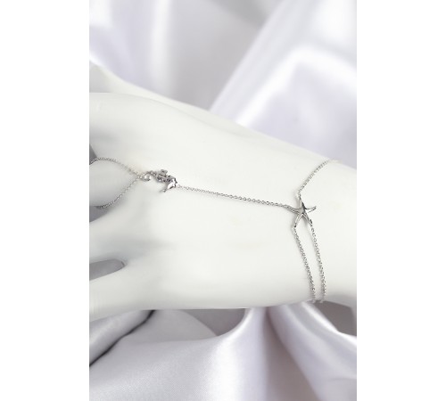 Pirinç Zirkon Taşlı Deniz Atı Ve Yıldız Model Gümüş Renk Şahmeran