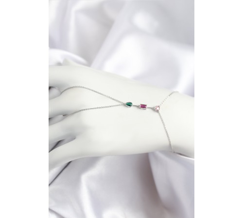 Pirinç Renkli Zirkon Taşlı Model Gümüş Renk Şahmeran