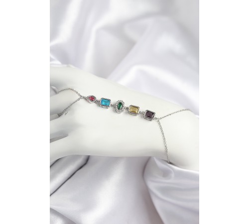 Pirinç Renkli Zirkon Taşlı Model Gümüş Renk Şahmeran