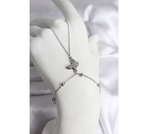 316L Çelik Gümüş Renk Kelebek Model Kadın Şahmeran