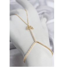 Gold Renk Pirinç Zirkon Taşlı Kelebek Model Şahmeran