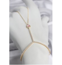 Gold Renk Pirinç Zirkon Taşlı Pembe Kalp Model Şahmeran