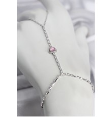 Gümüş Renk Pirinç Zirkon Taşlı Pembe Kalp Model Şahmeran