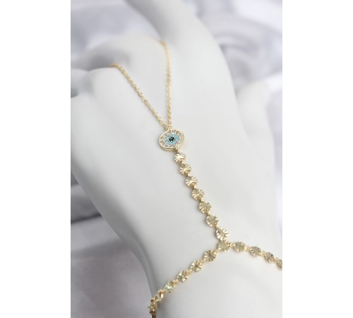 Gold Renk Pirinç Zirkon Taşlı Nazar Model Şahmeran