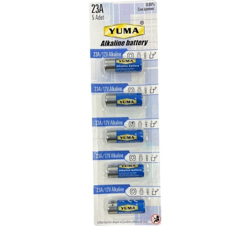 Yuma 23A MN23 V23A V23GA 12 Volt Alkalin Pil 5’li Paket