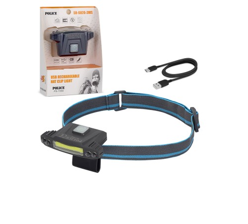 Police PS-1930 USB Şarjlı COB Led Şapka Feneri