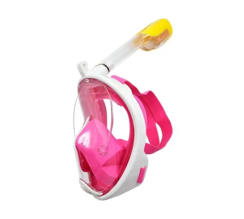 Easybreath Full Face Şnorkel Maske Su Altı Maskesi Anti-Sis Aksiyon Kamera Takılabilir Pembe S/M