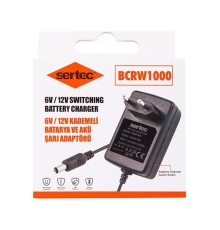 Sertec BCRW1000 6V/12V 1A Kademeli Batarya ve Akü Şarj Adaptörü
