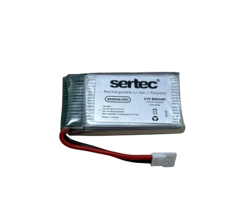 Sertec 902540 3.7V 800mAh 25C BEYAZ SOKET Drone Bataryası