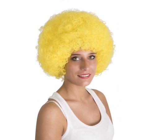 Sarı Renk Kıvırcık Afro Bonus Peruk