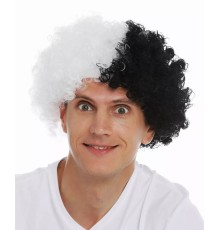 Siyah Beyaz Kıvırcık Afro Bonus Peruk Taraftar Bonus Saç