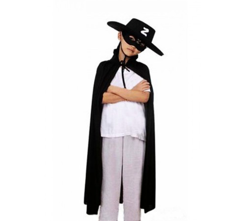 Çocuk Boy Zorro Pelerin + Şapka + Maske Kostüm Seti