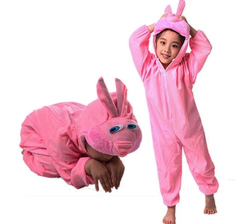 Çocuk Tavşan Kostümü Pembe Renk 6-7 Yaş 120 cm
