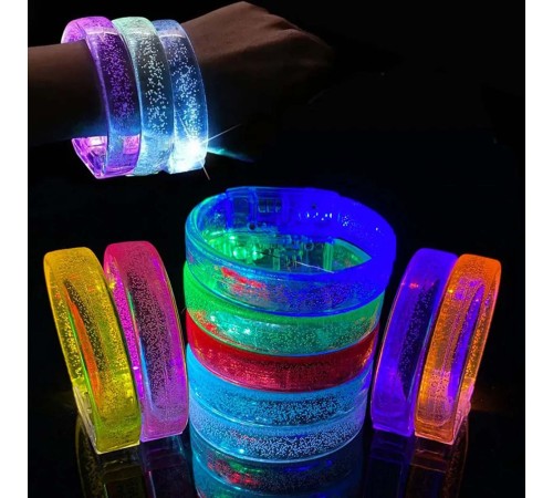 Mavi Led Işıklı Baskı Yapılabilen Pilli Bileklik Bilezik 1,5 cm Genişlik