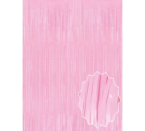 Soft Pembe Püsküllü Kapı Perdesi - Parti, Baby Shower, Cinsiyet Partisi 1x2 m