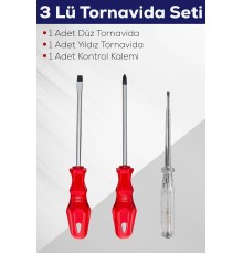 3'lü Tornavida Seti (Düz Tornavida + Yıldız Tornavida + Kontrol Kalemi)