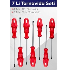 7'li Tornavida Seti (4 ADET DÜZ TORNAVİDA 3 ADET YILDIZ TORNAVİDA)