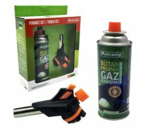 ORCAMP 2PCS PÜRMÜZ VE TORCH SETİ PÜRMÜZ TORCH ÇAKMAK BAŞLIK KAMP GAZI 227GR/400ML