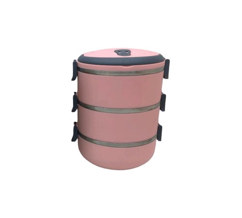 YEMEK TERMOSU AÇIK PEMBE 3LÜ SEFER TASI SAKLAMA KABI 1.8LT