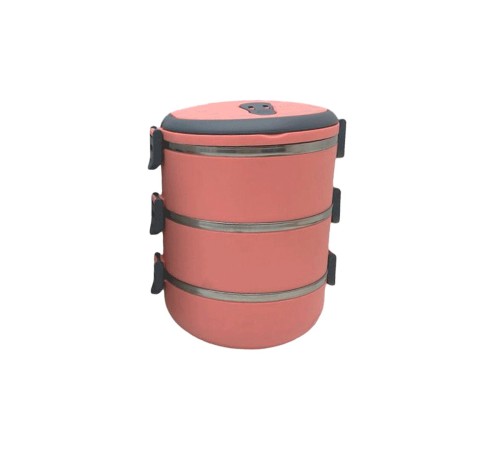 YEMEK TERMOSU KOYU PEMBE 3LÜ SEFER TASI SAKLAMA KABI 1.8LT