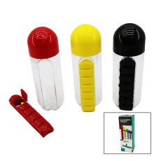 VITAMIN ORGANIZER İLAÇ KUTULU PLASTİK SULUK MATARA RENKLİ BARDAK KAPAKLI