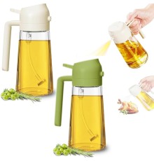 CAM YAĞDANLIK 2IN1 SPREYLİ AKITMALI KİLİTLİ KAPAKLI SÜRAHİ MODELİ 450ML