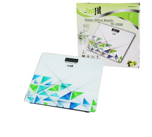 DESENLİ CAM TEMPERLİ DİJİTAL BASKÜL TERAZİ 180KG/100GRLCD EKRAN - SENSÖR