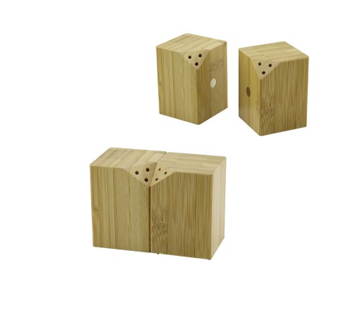 BAHARATLIK TUZLUK 5X5CM Y:7CM 2Parça MIKNATISLI İKİZ AHŞAP BAMBU BAHARATLIK TUZLUK