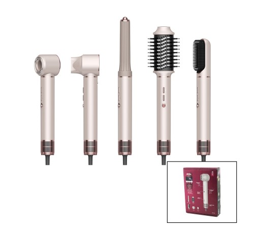 ROSE GOLD AİR BRUSH 5İN1=BUKLE-HACİMLE-DÜZLEŞTİR-2-FIRÇA SAÇ KURUTMA - ŞEKİL MAKİNESİ 1300W3-KDM.HIZ - DERECE SHD-1729