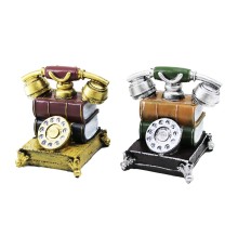 KUMBARA ANKESÖRLÜ TELEFON VİNTAGE DEKORATİF BİBLO KUMBARA RENKLİ 15.5X15.5X10CM REÇİNE