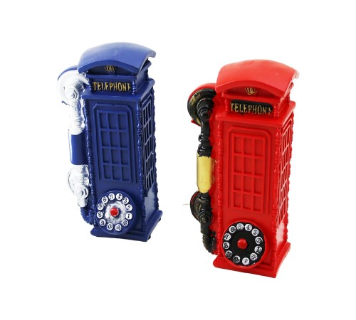 KUMBARA TELEFON KULÜBESİ VİNTAGE DEKORATİF BİBLO KUMBARA RENKLİ 20X6X6CM REÇİNE