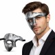 Antik Eskitme Gümüş Erkek Yarım Maske - Phantom & Balo Maskesi