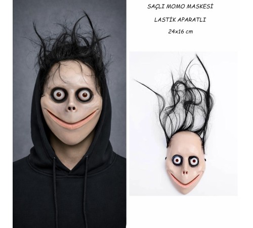 Saçlı Momo Korku Maskesi 24x16 cm