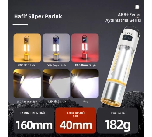 Gold Police GP-222 Çok Fonksiyonlu Kamp Lambası 1000 Lümen