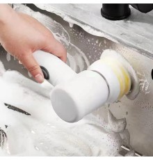 Magic Brush 5 in 1 Kablosuz Şarjlı Temizlik Fırçası | Çok Amaçlı Döner Başlıklı Elektrikli Banyo, Mutfak ve Fayans Temizleme Seti
