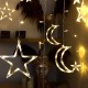 3 Metre Perde LED Işık Zinciri - Yıldız ve Ay Figürlü, Sarı Işık, Uç Uca Eklenebilir