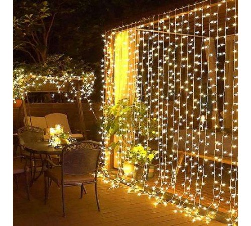 3x2m Premium Perde LED - 8 Fonksiyonlu, Su Geçirmez İç Dış Mekan Teras Dekor Işıkları